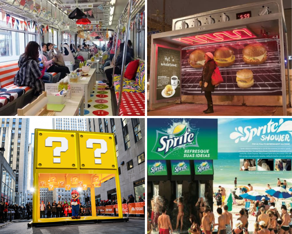 Collage de imágenes sobre marketing experiencial