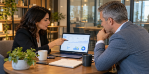Reunión profesional con análisis de datos